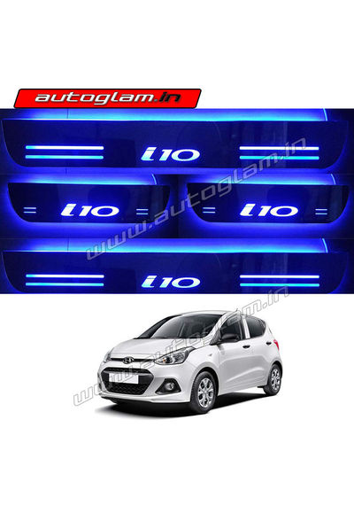 Hyundai i10 2007-13 Door Blue LED Sill Plates-Set of 4 Pcs, AGHI1061DSP