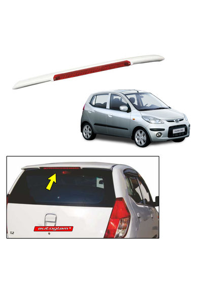  Roof Spoiler with LED Light for Hyundai i10 2007-2013 Models, Color - SLEEK SILVER, Latest Style,AGHi1013RSSS