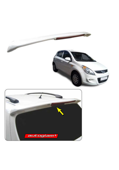 Roof Spoiler with LED Light for Hyundai i20 2008-2011 Models, Color - CRYSTAL WHITE, AGHi208RSCW