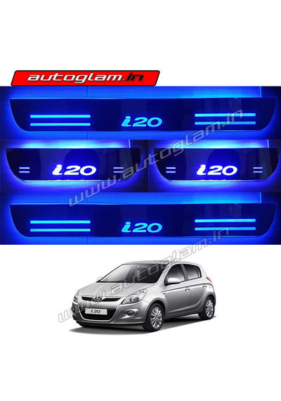 Hyundai i20  2008-14 Door Blue LED Sill Plates-Set of 4 Pcs, AGMHI64DSP