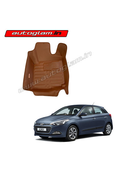 5D Bucket Fitting Car Mats for Hyundai i20 Elite 2014+ All Models, Color - Brick Brown, AGHI20BB