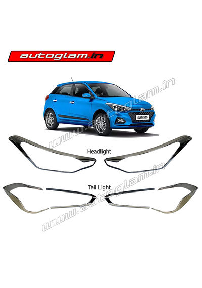 Hyundai Elite i20 Chrome Plated Head Light and Tail Light Cover Set, AGHI216CA