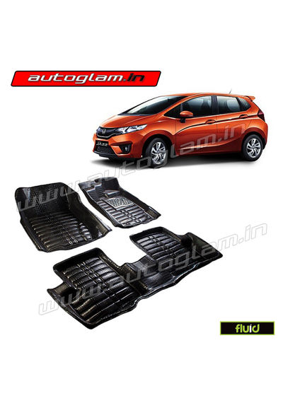 5D Bucket Fitting Car Mats for Honda Jazz New Models, Color - Black, AGHJ17BL