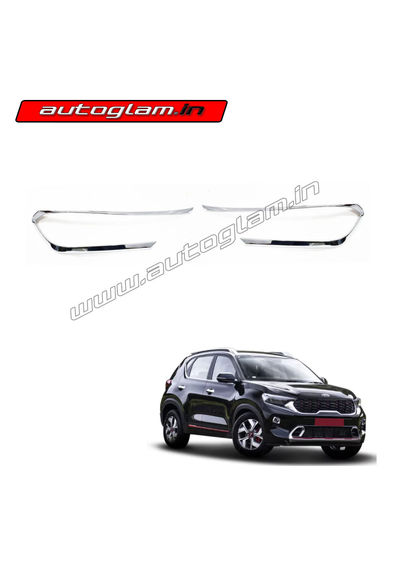 Kia Sonet Chrome Headlights Cover - Set of 2 Pcs, AGKS369CA3