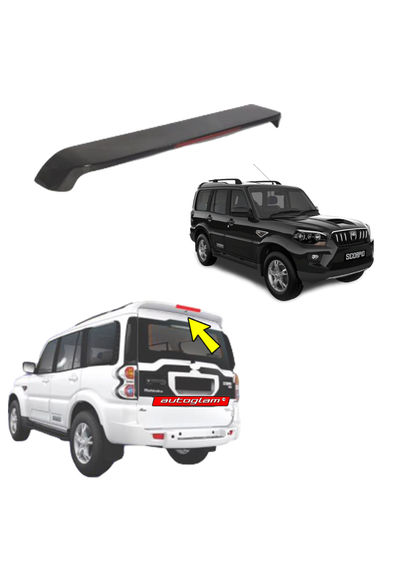 Roof Spoiler with LED Light for Mahindra Scorpio 2014-2017 Models, Color -Color - FIERY BLACK, AGMS14RSFB