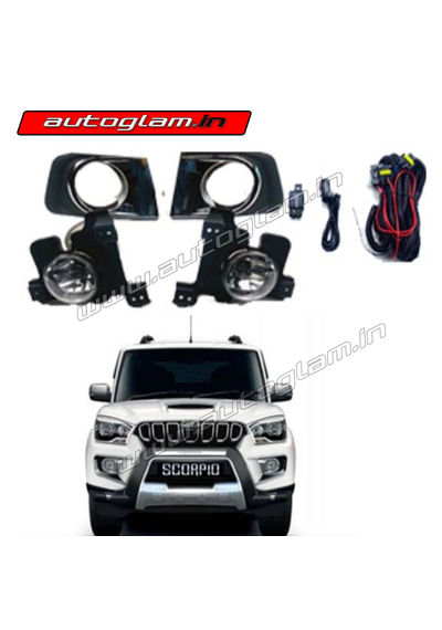 Mahindra Scorpio  2017-20 Complete Fog Lamp Kit with Chrome Lining cover, AGMS32FL