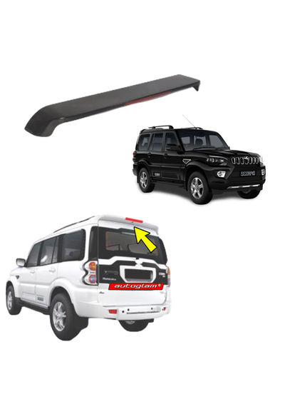 Roof Spoiler with LED Light for Mahindra Scorpio 2017-2020 Models, Color - NAPOLI BLACK, AGMS17RSNB 