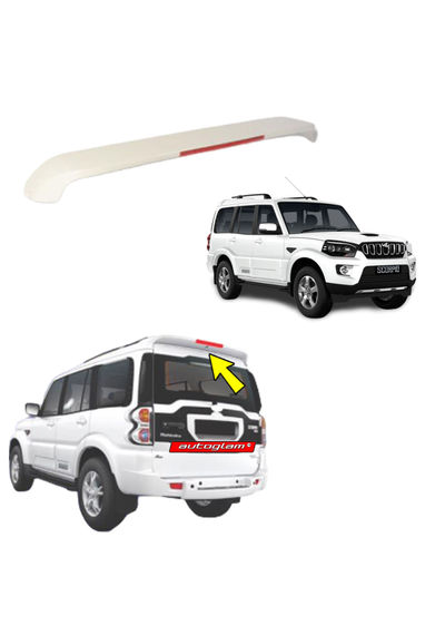 Roof Spoiler with LED Light for Mahindra Scorpio 2017-2020 Models, Color - PEARL WHITE, AGMS17RSPW