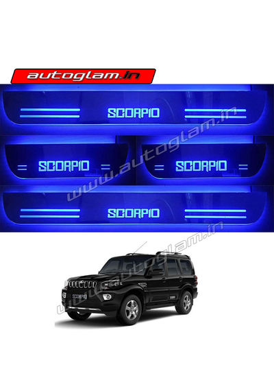 Mahindra Scorpio Door Blue LED Sill Plates-Set of 4 Pcs