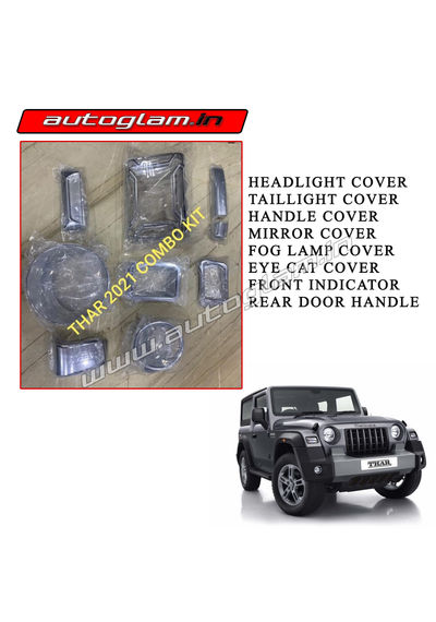 Mahindra Thar 2020+ Chrome Combo Kit, Set of 8 Items, AGMTH21CK