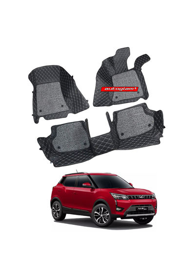 7D Car Mats Compatible with Mahindra XUV300, Color - Black, AGMX3007D1