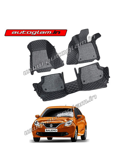 7D Mats for Maruti Suzuki Baleno All Models, Color - Black, AGMSB06MBL