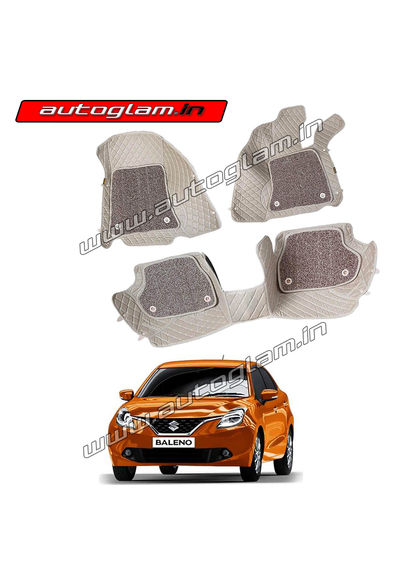 7D Mats for Maruti Suzuki Baleno All Models, Color - Beige, AGMSB06MBG