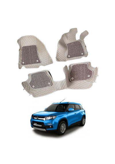 7D Mats for Maruti Suzuki Brezza All Models, Color - Beige, AGMVB7D250