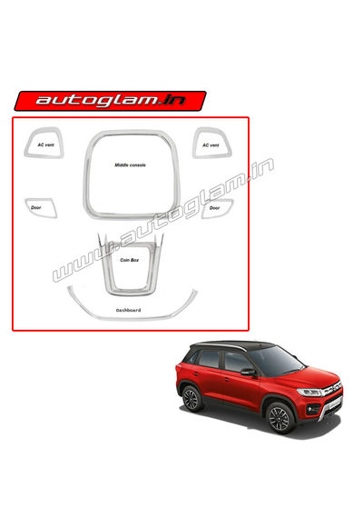 Maruti Suzuki Brezza 2016+ Chrome Interior Kit, Set of 7 Pcs, AGMSB532CK