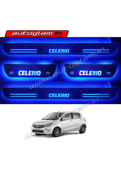 Maruti Suzuki Celerio Door Blue LED Sill Plates-Set of 4 Pcs, AGMS49DSP