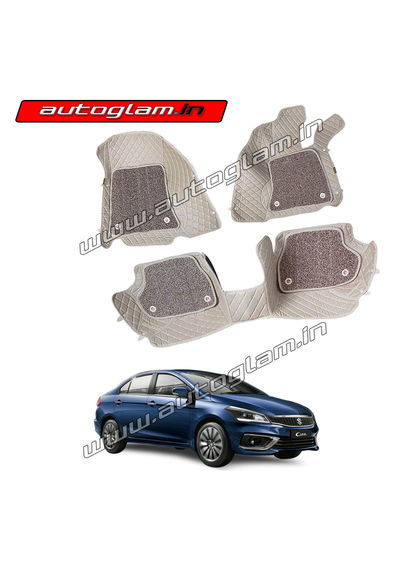 7D Mats for Maruti Suzuki Ciaz All Models, Color - Beige, AGMSC14MBG