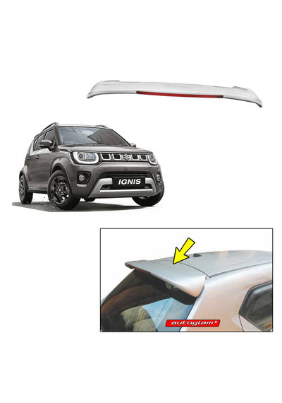 Roof Spoiler with LED Light for Maruti Suzuki Ignis, Color - GLISTENING GREY, Latest Style, AGMSI20RSGG