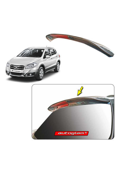 Roof Spoiler with LED Light for Maruti Suzuki S-Cross 2015-2017, Color - PEARL ARCTIC WHITE, Latest Style, 	AGMSC15RSPAW