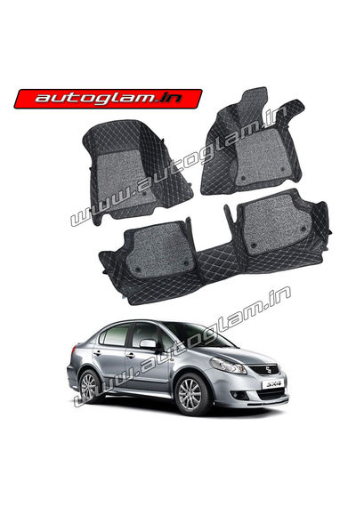 7D Mats for Maruti Suzuki SX4 All Models, Color - Black, AGMSSX08MBL