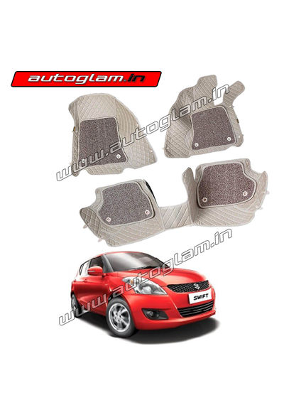 7D Mats for Maruti Suzuki Swift 2010-18 All Variants, Color - Beige, AGMSS1009MBG