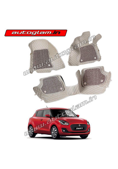 7D Mats for Maruti Suzuki Swift 2018+ All Variants, Color - Beige, AGMSS1810MBG