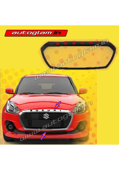 Maruti Suzuki Swift 2018+ Front Grill Ring, Color-Black with Red Alpha, AGMSS522FG