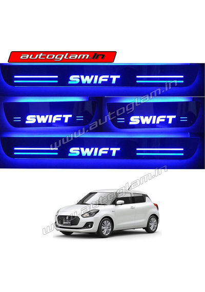 Maruti Suzuki Swift 2018+ Door Blue LED Sill Plates-Set of 4 Pcs, AGMSS57DSP