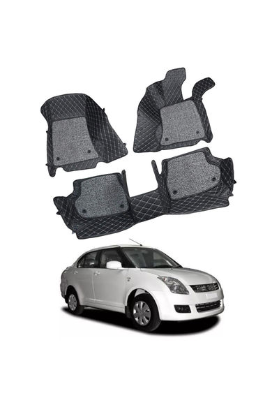 7D Car Mats Compatible with Maruti Suzuki Swift Dzire 2009, Color - Black, AGMSD7D265