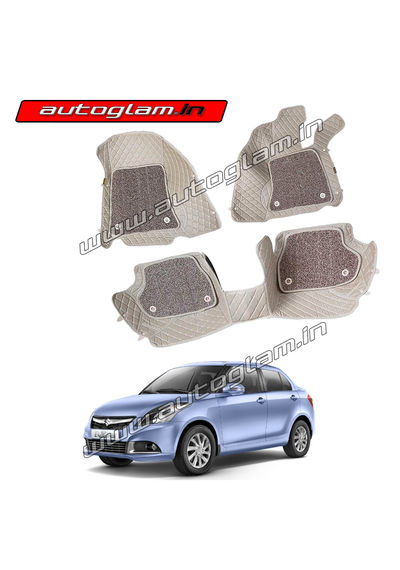 7D Mats for Maruti Suzuki Swift Dzire 2010-17 All Variants, Color - Beige, AGMSSD1211MBG