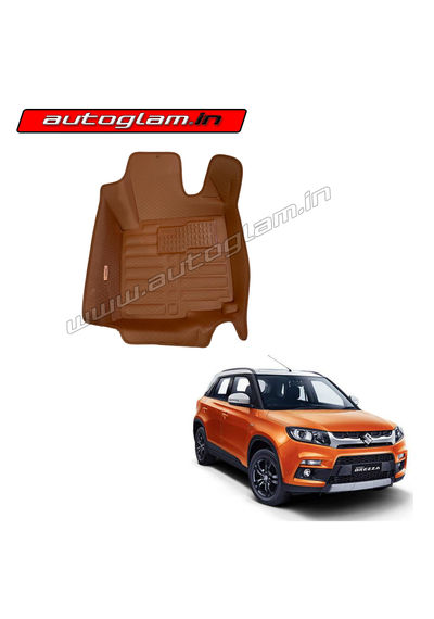 5D Bucket Fitting Car Mats for Maruti Suzuki Vitara Brezza All Models, Color - Brick Brown, AGMSB63BB