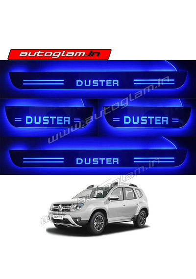 Renault Duster 2012-19 Door Blue LED Sill Plates-Set of 4 Pcs, AGRD63DSP