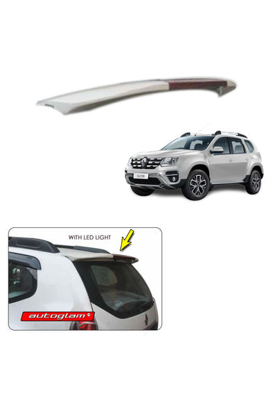Roof Spoiler with LED Light for Renault Duster 2012-19 Models, Color - Pearl White, AGRDRSPW2