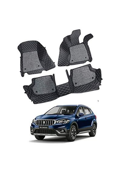 7D Car Mats Compatible with Maruti Suzuki S-Cross, Color - Black, AGMSSC7D