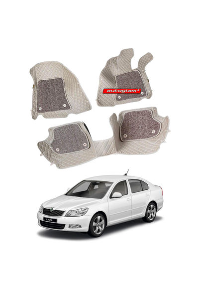 7D Car Mats Compatible with Skoda Laura, Color - Beige, AGSL7D2