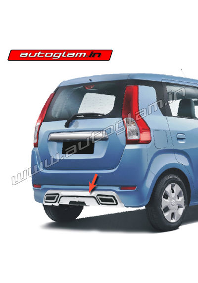 Maruti Suzuki Wagon R 2019+ Rear Bumper Diffuser, Rear Guard with Dual Chrome Tip, AGMSWR369RD