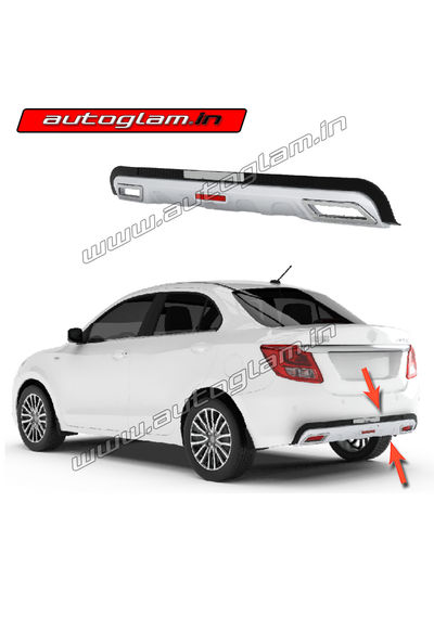 Maruti Suzuki Swift Dzire 2017+ Rear Bumper Diffuser, Rear Guard Matt Black with Silver, AGMSSD17RD 