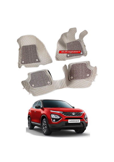 7D Car Mats Compatible with Tata Harrier, Color - Beige, AGTH7D2