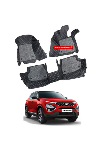 7D Car Mats Compatible with Tata Harrier, Color - Black, AGTH7D1