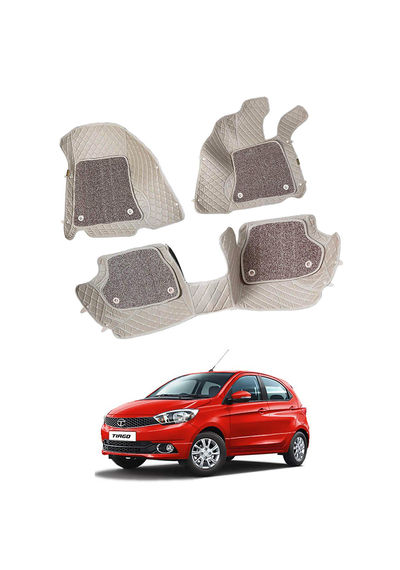 7D Car Mats Compatible with Tata Tiago, Color - Beige, AGTT7D252