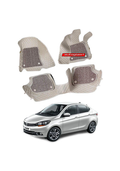 7D Car Mats Compatible with Tata Tigor, Color - Beige, AGTT7D2