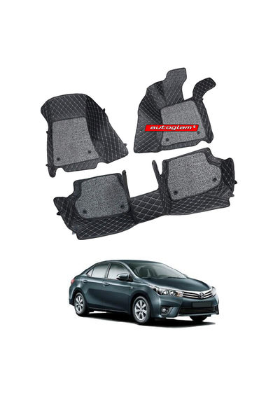 7D Car Mats Compatible with Toyota Corolla Altis 2016, Color - Black, AGTCA167D1