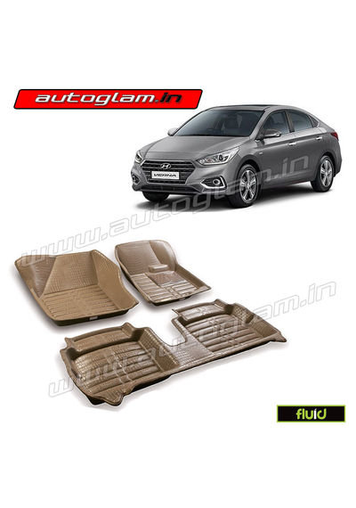 5D Bucket Fitting Car Mats for Hyundai Verna 2017+ Models, Color - Beige, AGHV33BG