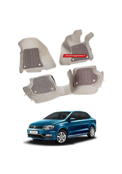 7D Car Mats Compatible with Volkswagen Ameo, Color - Beige, AGVWA7D2