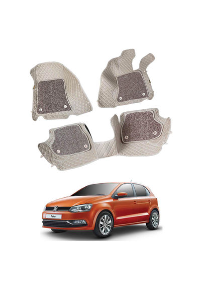 7D Car Mats Compatible with Volkswagen Polo (Manual), Color - Beige, AGVWP7D253
