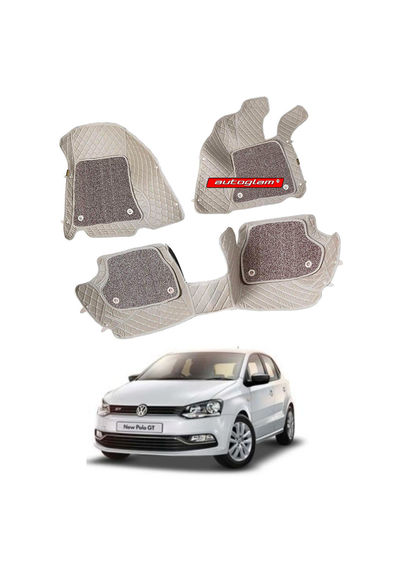 7D Car Mats Compatible with Volkswagen Polo GT, Color - Beige, AGVWPGT7D2