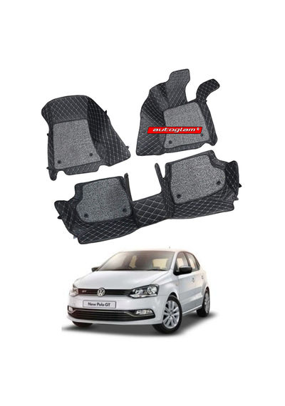 7D Car Mats Compatible with Volkswagen Polo GT, Color - Black, AGVWPGT7D1