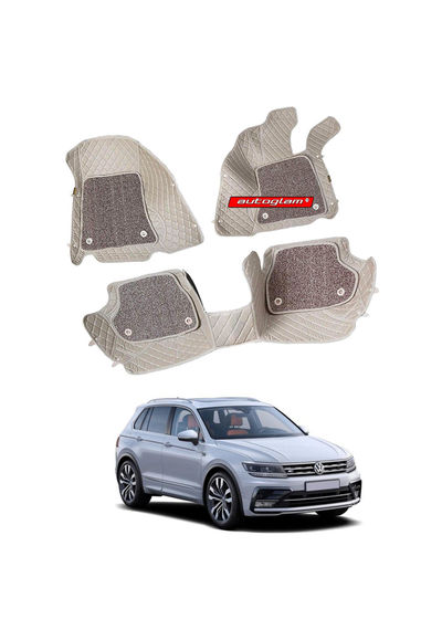 7D Car Mats Compatible with Volkswagen Tiguan, Color - Beige, AGVWT7D2