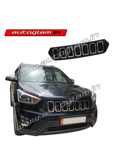 Hyundai Creta 2015-17 Jeep Compass Style Front Grill, Color-Silver with Black, AGHC401FG