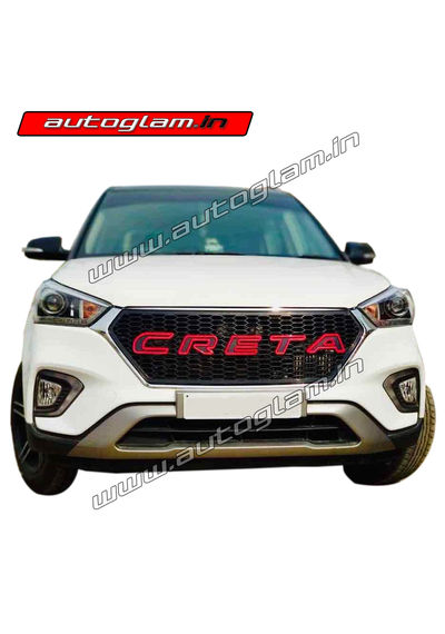 Hyundai Creta 2018-2019 Facelift  Alpha Front Grill, Color-Black with Red, AGHC602FG